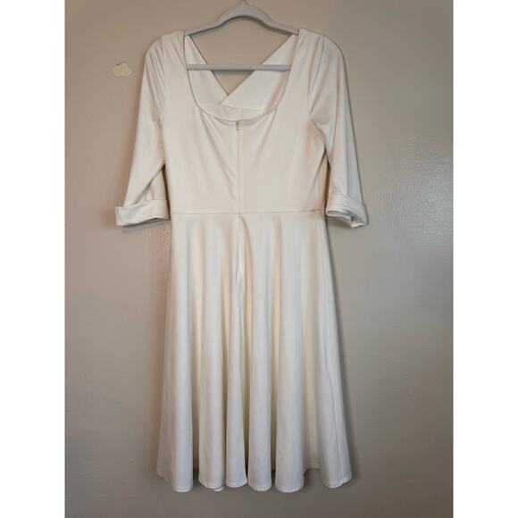 Black Halo cream knee length Jackie O Swing Dress size 10 - Picture 9 of 12